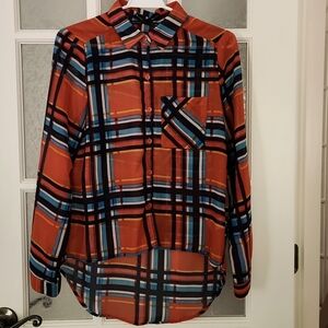 2/25$***Ali & Kris Orange Plaid Blouse